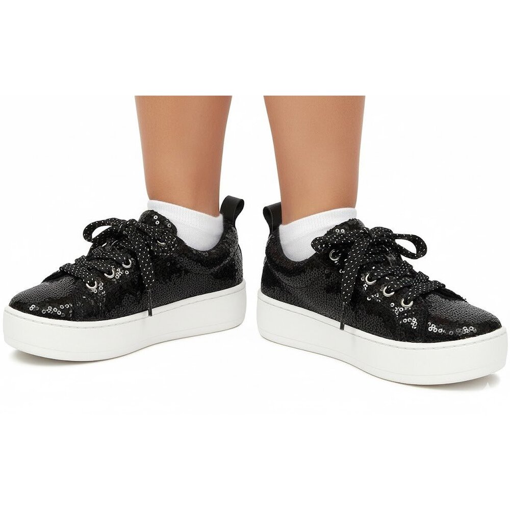 Kid Express Girls Mikayla Black Metallic 30 Lace Shoes (US 12.5 M Little Kid)NiB